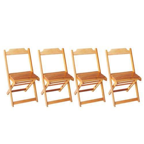 Conjunto 4 Cadeiras Dobrável em Madeira Maciça - Natural