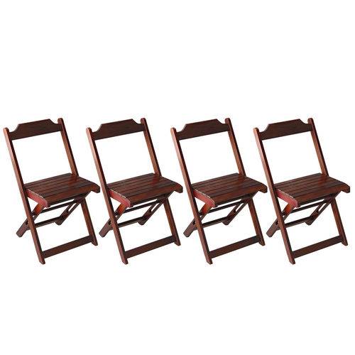 Conjunto 4 Cadeiras Dobrável em Madeira Maciça - Imbuia