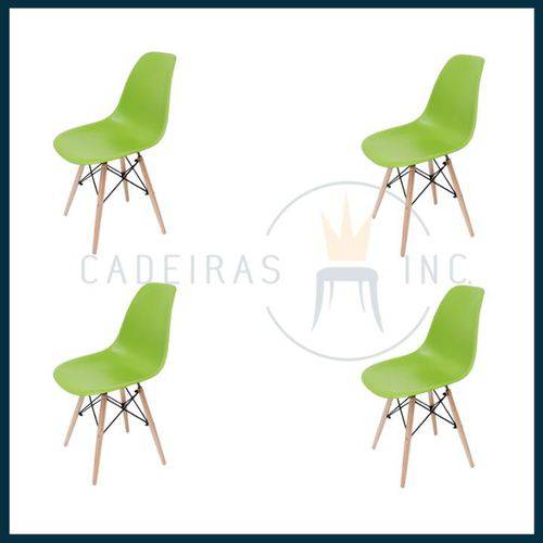 Conjunto 4 Cadeiras Eiffel (base em Madeira) Verde
