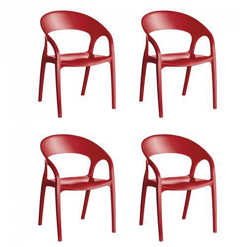 Conjunto 4 Cadeiras Glass Plus Kappesberg Vermelho
