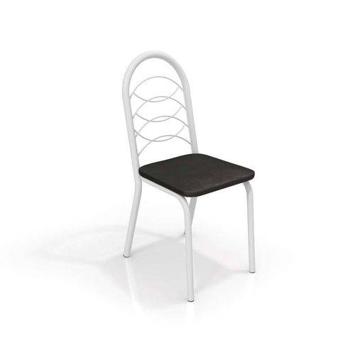 Conjunto 4 Cadeiras Holanda Crome Branco Fosco/Preto Kappesberg