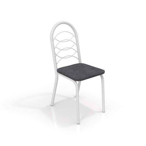 Conjunto 4 Cadeiras Holanda Crome Branco Fosco/Preto Linho Cinza Kappesberg