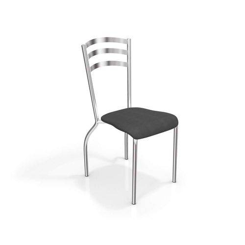 Conjunto 4 Cadeiras Portugal Crome Cromado/Preto Kappesberg