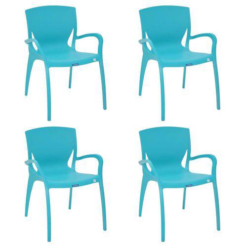 Conjunto 4 Cadeiras Tramontina Clarice Azul 92040070