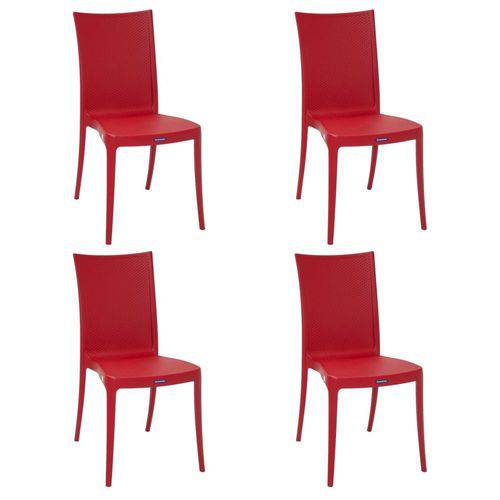 Conjunto 4 Cadeiras Tramontina Laura Ratan Vermelho 92032040