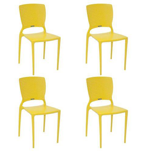Conjunto 4 Cadeiras Tramontina Safira Amarelo 92048000