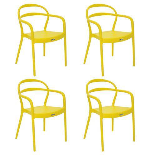 Conjunto 4 Cadeiras Tramontina Sissi Amarelo 92045000