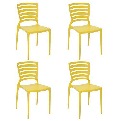 Conjunto 4 Cadeiras Tramontina Sofia Amarelo 92237000