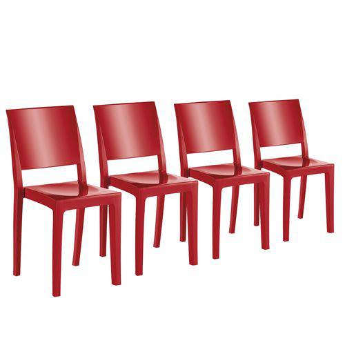 Conjunto 4 Cadeiras Uz Utilidades Uz4002-13 Hydra Plus Vermelha