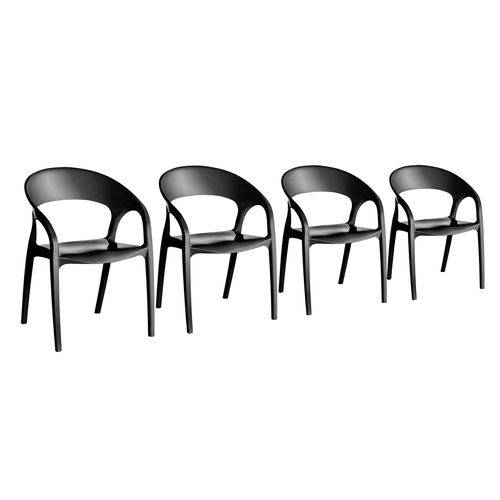 Conjunto 4 Cadeiras Uz Utilidades UZ4004-11 Glass Plus Preta
