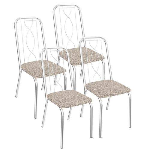 Conjunto 4 Cadeiras Viena Crome 4C072CR-22 Linho Marrom - Kappesberg