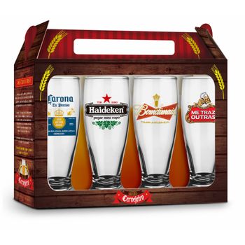Conjunto 4 Copos Munich - Sátiras Cervejas - Cervejas Internacionais