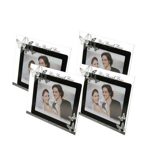 Conjunto 4 Porta-retratos Live Laugh Love - 10x15 Cm - em Vidro - Prestige