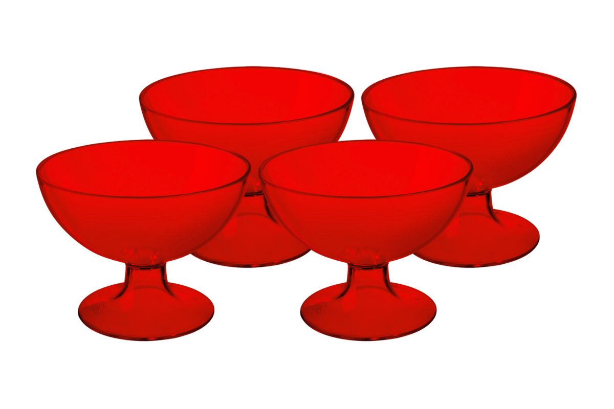 Conjunto 4 Taças de Sobremesa Cozy 150ml 10,5 X 10,5 X 8 Cm Vermelho Transparente Coza