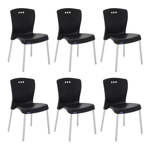 Conjunto 6 Cadeiras Tramontina Mona Preto 92050009