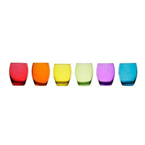 Conjunto 6 Copos de Vidro Coloridos Liss 375ml