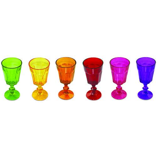 Conjunto 6 Taças Coloridas Vidro Wincy 235ml Kit 6 Peças