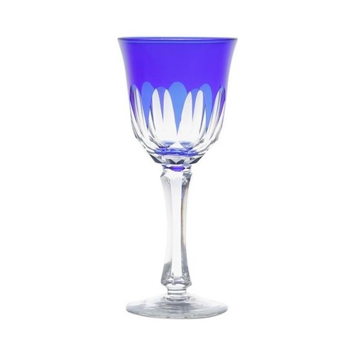 Conjunto 6 Taças para Vinho Branco 210ml de Vidro Sodo-Cálcico Lapidado Aurora Azul Escuro