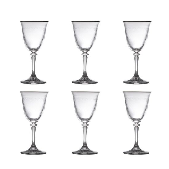 Conjunto 6 Taças para Vinho Branco de Vidro Sodo-Cálcico com Titanio Kleopatra Panto Prata 250ml