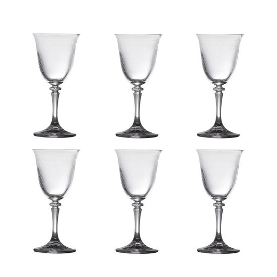 Conjunto 6 Taças para Vinho Branco de Vidro Sodo-Cálcico com Titanio Kleopatra Pantografada 250ml