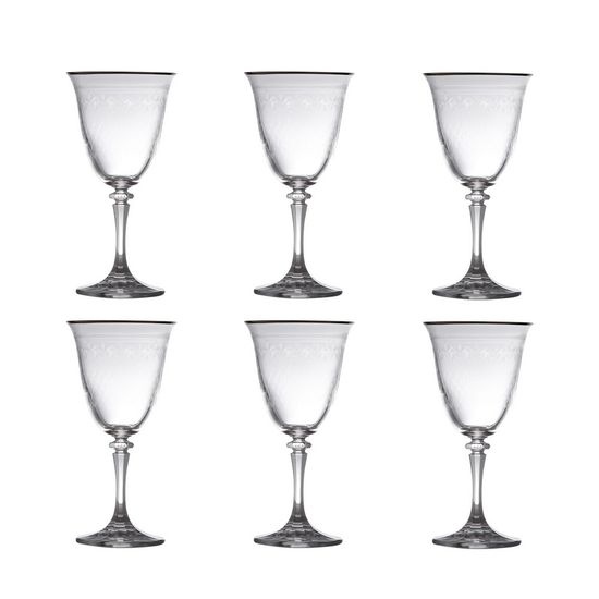 Conjunto 6 Taças para Vinho Tinto de Vidro Sodo-Cálcico com Titanio Kleopatra Panto Prata 290ml