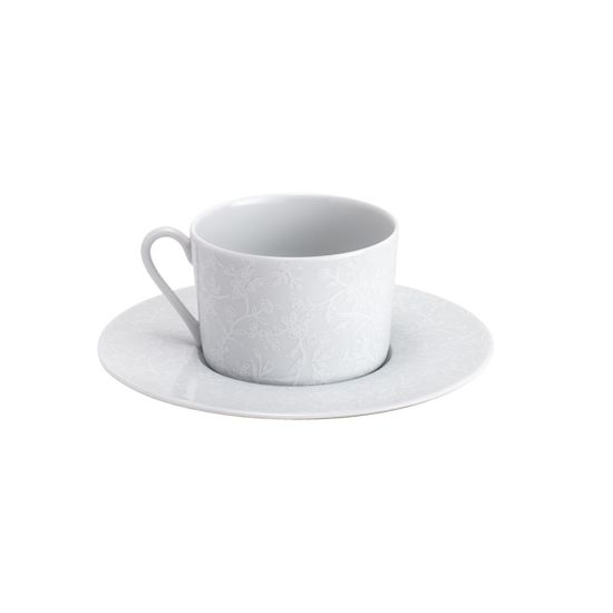 Conjunto 6 Xícaras de Chá 220ml com Píres de Porcelana Limoges Zen Fleur Des Neiges