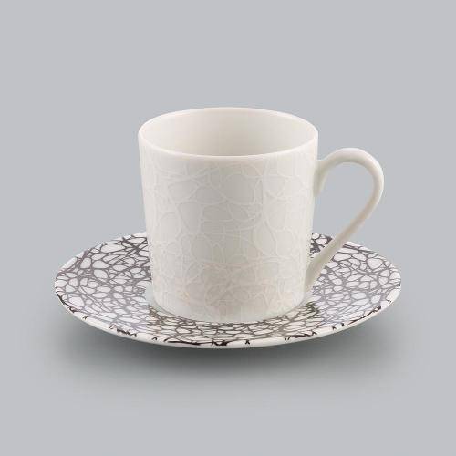 Conjunto 6 Xícaras de Chá 220ml com Píres de Porcelana Limoges Zen - Marbre Noir