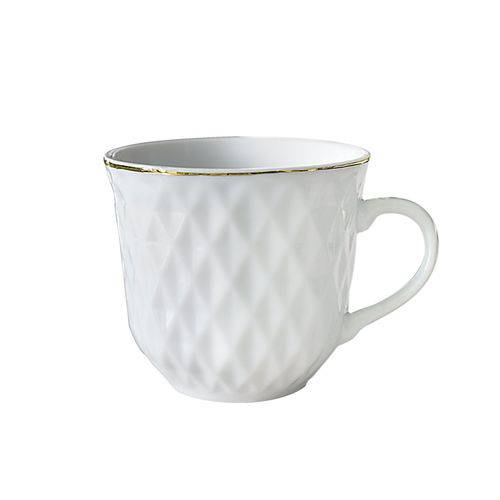 Conjunto 6 Xicaras para Café de Porcelana Branca com Filete 90ml Lyor Branco/Dourado
