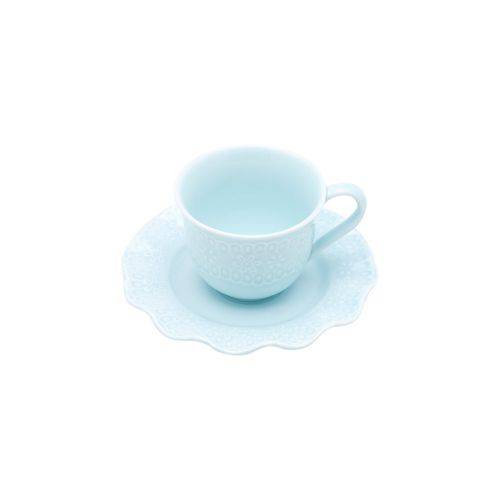 Conjunto 6 Xícaras para Café de Porcelana Resistente Princess Azul 90ml