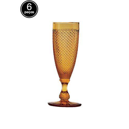 Conjunto 6pçs Taças Rojemac para Champagne Bico de Jaca Âmbar 120Ml Bon Gourmet