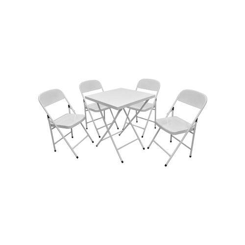 Conjunto Açomix Mesa C/4 Cadeiras Branco AçoMix