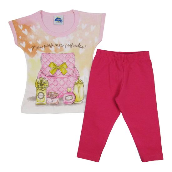 Conjunto Bebê Feminino Verão Blusa Rosa e Legging Pink-1
