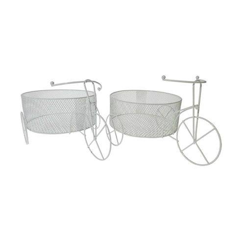 Conjunto 2 Bicicletas de Bebê Decorativa Branco em Metal
