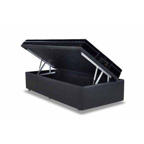 Conjunto Box- Colchão Probel Pocket Perfil Springs Black+Box Baú Courino Nero Black- Solteiro 88x188