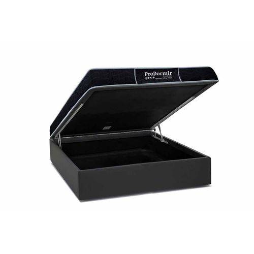 Conjunto Box- Colchão Probel Prolastic Pró Dormir Black+Box Baú Courino Nero Black- Casal 138x188