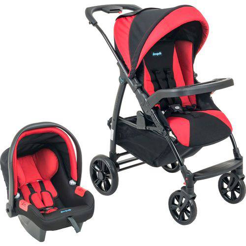 Conjunto Burigotto: Carrinho de Bebê Módulo + Bebê Conforto Touring Evolution - Punto Vermelho
