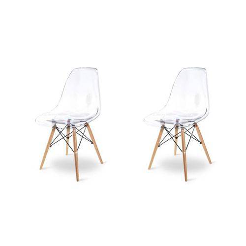 Conjunto 2 Cadeira Acrílica Charles Eames Eiffel Transparent