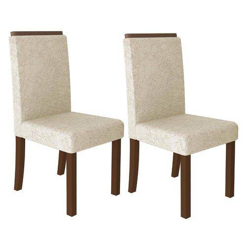 Conjunto 2 Cadeiras 4157 Madesa Rustic/Floral Bege/Marrom