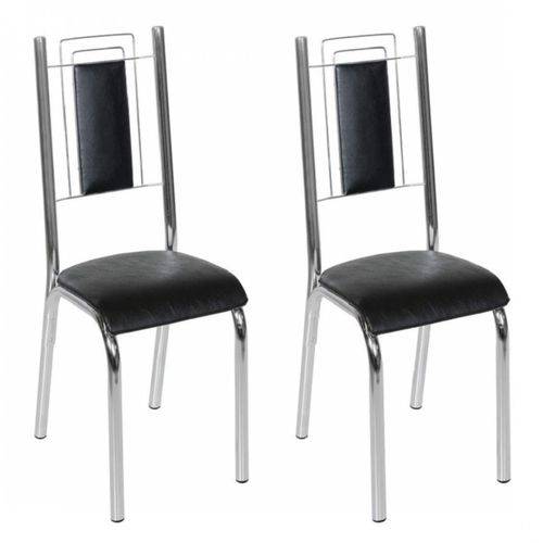 Conjunto 2 Cadeiras Aço Bela Premium Ciplafe Cromado/Preto