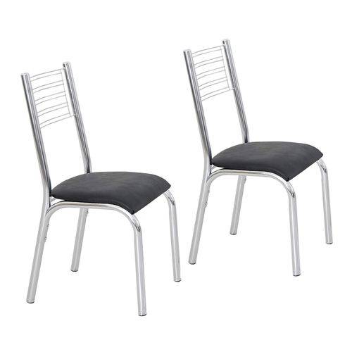 Conjunto 2 Cadeiras Aço Camila Ciplafe Cromado/Preto