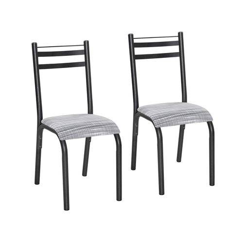 Conjunto 2 Cadeiras Aço Plaza Clássica Ciplafe Preto/Branco