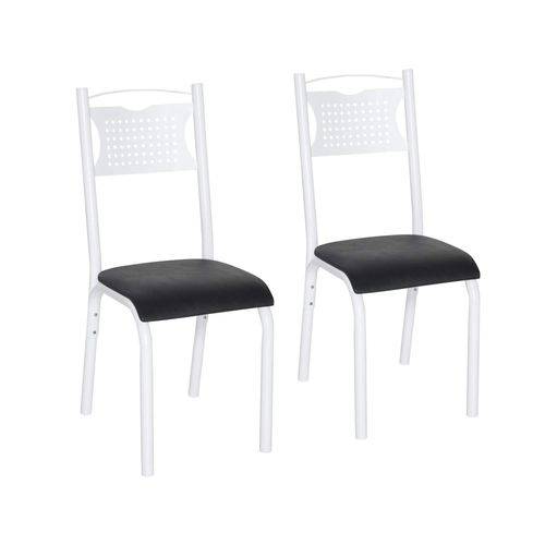 Conjunto 2 Cadeiras Aço Poeme Clássica Ciplafe Branco/Preto