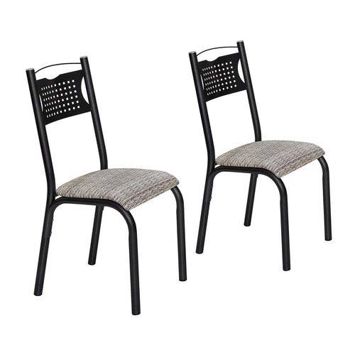 Conjunto 2 Cadeiras Aço Poeme Clássica Ciplafe Preto/Junco Manteiga