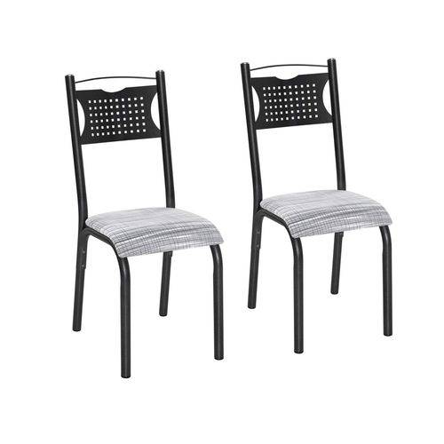 Conjunto 2 Cadeiras Aço Poeme Clássica Ciplafe Preto/Riscado Branco
