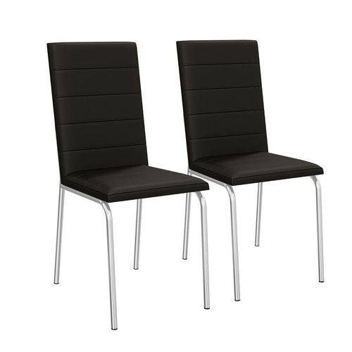 Conjunto 2 Cadeiras Amsterdã Cromado e Preto 2C091-110 Crome