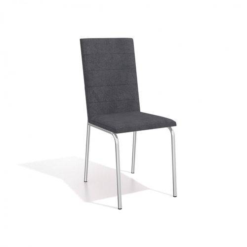 Conjunto 2 Cadeiras Amsterdã Crome Kappesberg Cromado/Preto Linho Cinza