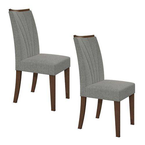 Conjunto 2 Cadeiras Apogeu Imbuia/linho Rinzai Cinza Móveis Lopas