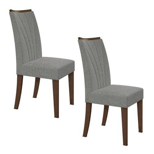Conjunto 2 Cadeiras Apogeu Móveis Lopas Imbuia/linho Rinzai Cinza