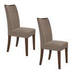 Conjunto 2 Cadeiras Apogeu Móveis Lopas Imbuia/velvet Linho Bege
