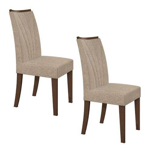 Conjunto 2 Cadeiras Apogeu Móveis Lopas Imbuia/velvet Linho Creme